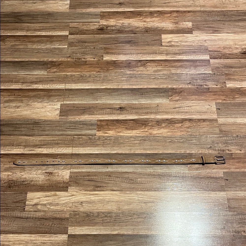 Rag & Bone Tan Leather Belt with Silver Accents